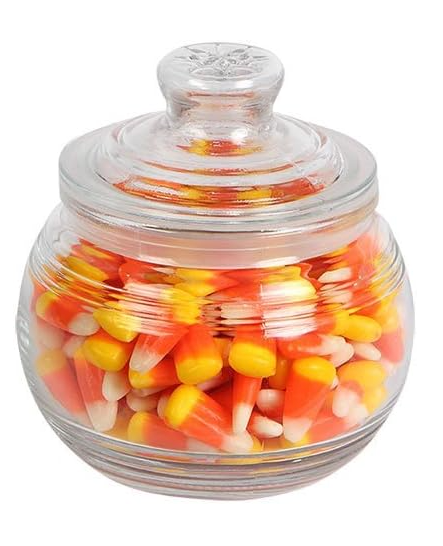 Glass Candy Jar with Ribbed Accents and Tight-Sealing Lid, 19 oz., 4.5 inches diameter