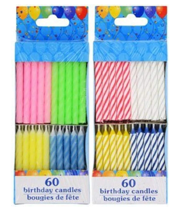 120 Spiral Birthday Candles 60 Pastel and 60 Spiral Brights